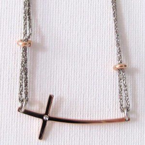 925 STERLING SILVER & GOLD TONE CROSS NECKLACE